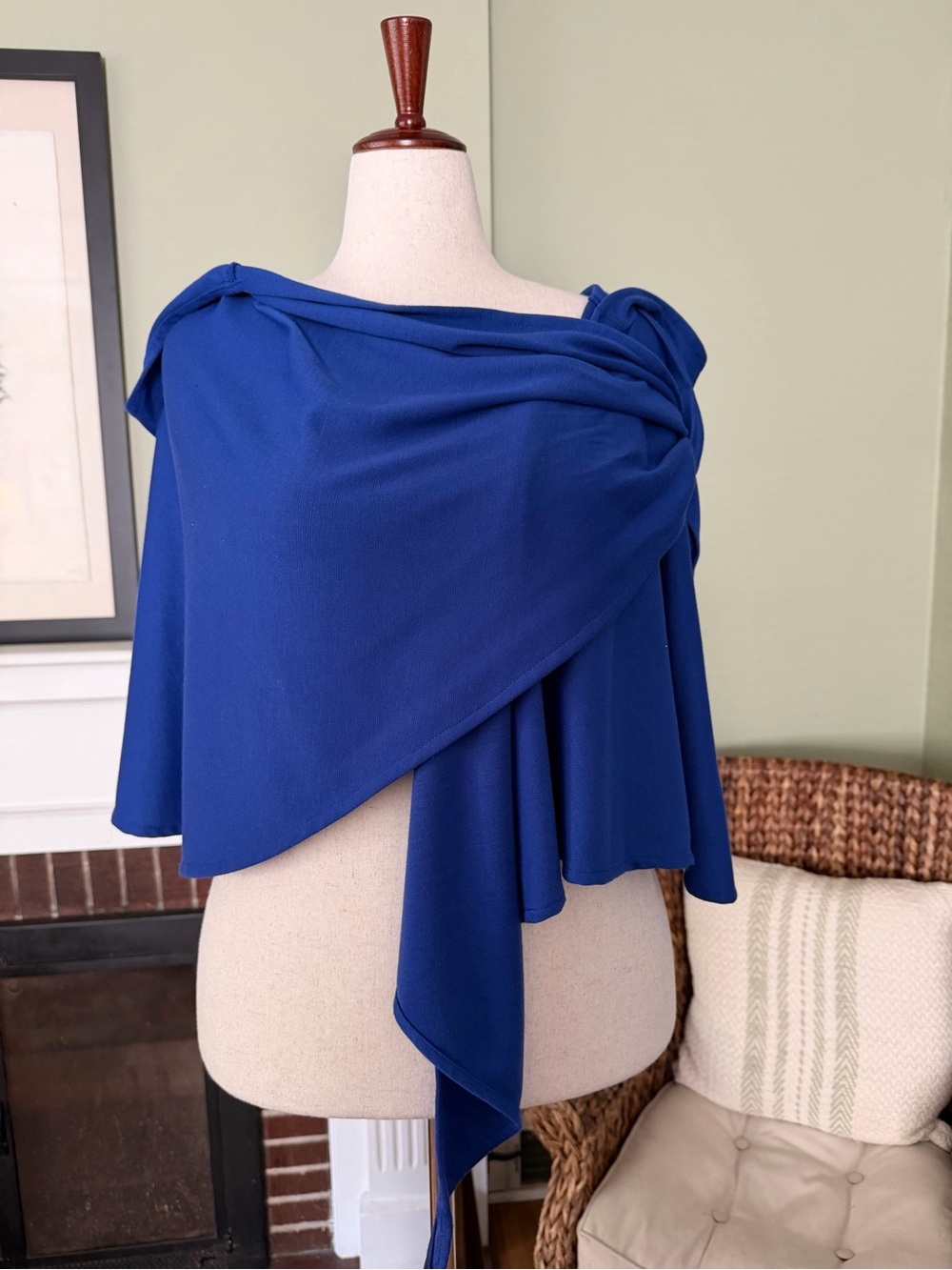 The Cape Royal Blue Hooded Convertible Asymmetrical Wrap NWOT OS